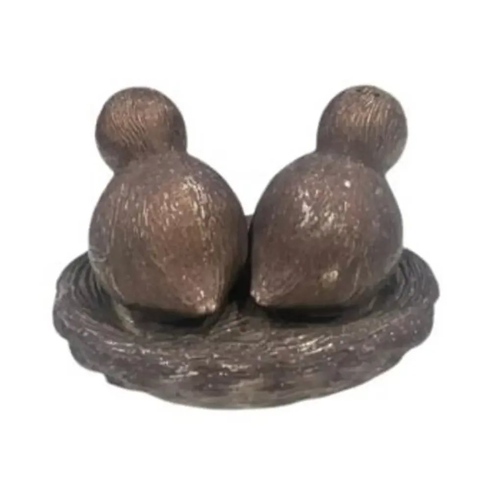 HTF Vintage Salt & Pepper Shakers Silver Plated Birds in‎ a Nest Brass Chicks